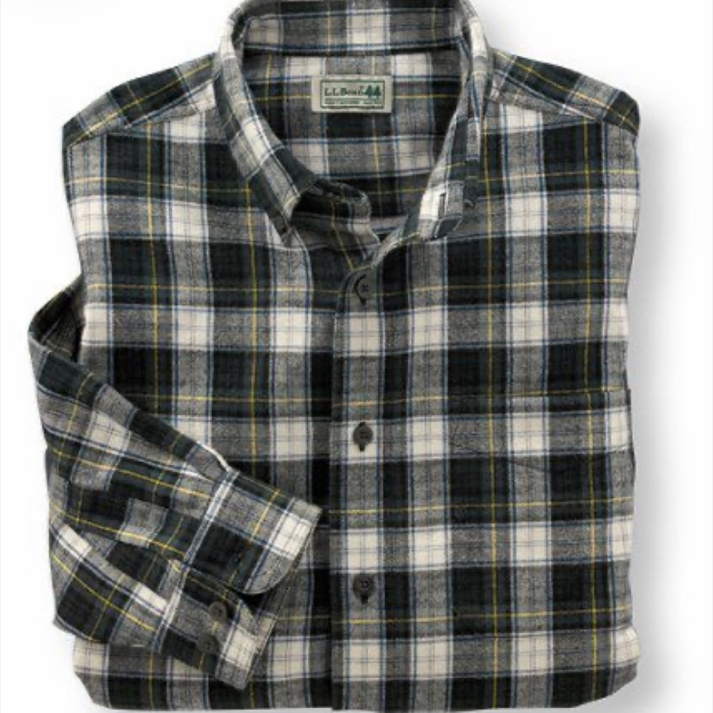 LL Bean Classic Flannel Shirt Navy Tartan